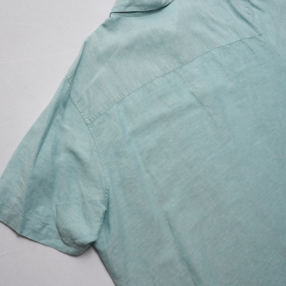Cubavera Button Up Shirt Mens 4XLT Aqua Blue Linen Blend Embroidered Big Tall - Picture 15 of 15